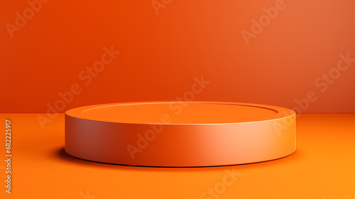 3d rendering orange cylindrical exhibition stand, podium, stage, product commercial photography background, PPT background product cosmetics display © Derby