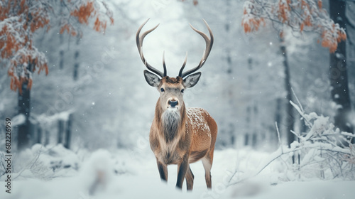 a deer in snowy landscape 8K created with Generative Ai © Andrii Yablonskyi