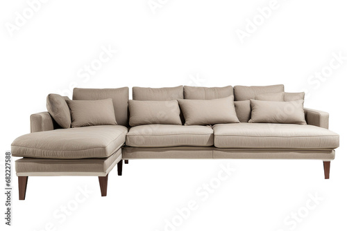 a high quality stock photograph of a single comfortable sofa with chaise longe isolated on a white background