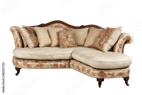 a high quality stock photograph of a single comfortable sofa with chaise longe isolated on a white background