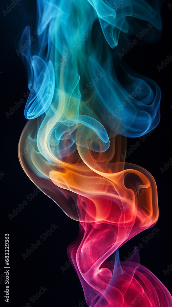 dramatic smoke swirls in different colours on a black background created with Generative Ai dramatic smoke swirls in different colours on a black background created with Generative Ai