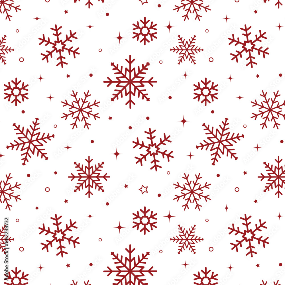 Christmas, Winter Seamless Pattern, on White Background. Vector Illustration
