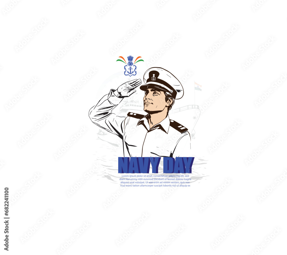 Vector illustration of Indian navy day, 4 th December.