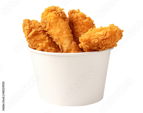 Fried chicken in paper bucket isolated on transparent background, pnd. crispy chicken wings in paper box
 photo