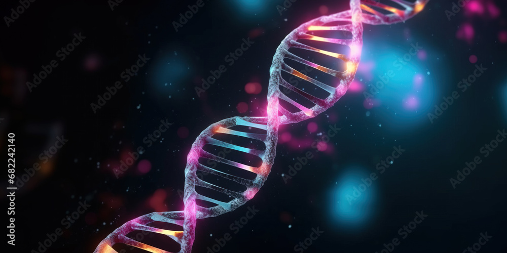 Abstract DNA string with copy space - obrazy, fototapety, plakaty 