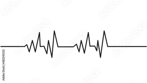 Heart cardiogram continuous one line drawing. Vector illustration