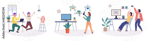 People relaxing vector illustration. Happiness is often found in simple and restful activities Engaging in recreational activities brings enjoyment and pleasure Finding leisure time allows people