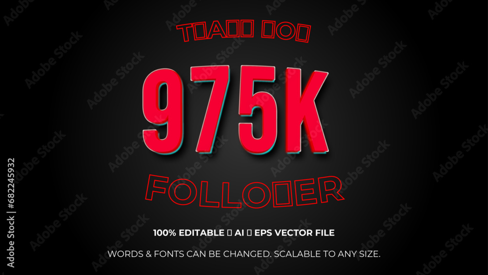 thank you 975K followers, elegant design for social media post banner poster. Editable text style Effect. celebration 975K subscribers post template. Vector illustration thank you 975K followers, elegant design for social media post banner poster. Editable text style Effect. celebration 975K subscribers post template. Vector illustration