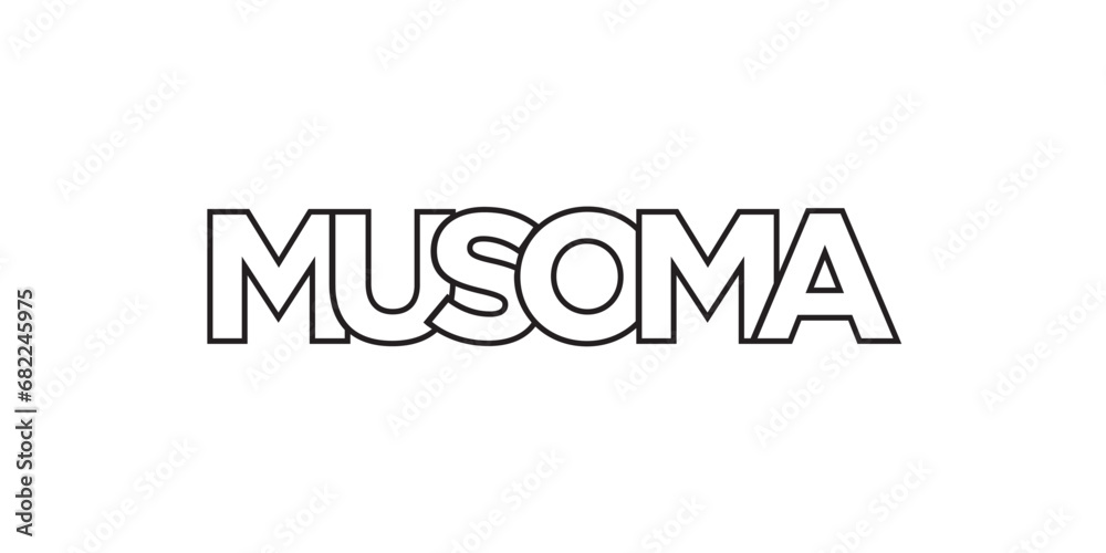 Musoma in the Tanzania emblem. The design features a geometric style, vector illustration with bold typography in a modern font. The graphic slogan lettering.