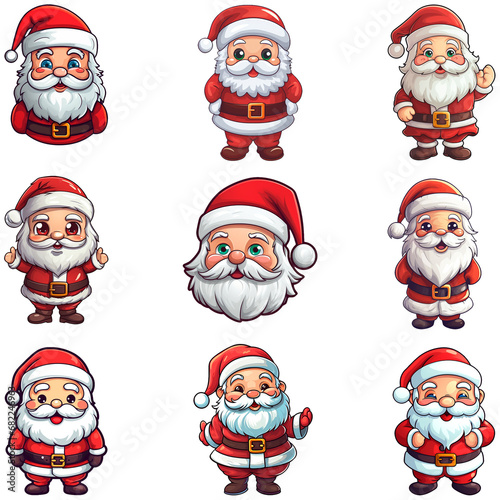 Sticker santa claus with merry christmas, christmas festive celebration.