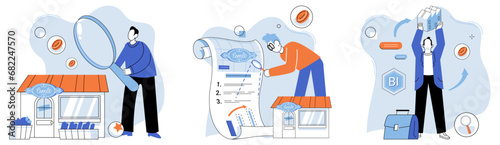 Small business. Vector illustration. Occupation in small businesses provides individuals with opportunities for growth and professional development Business finance and industry insights help small