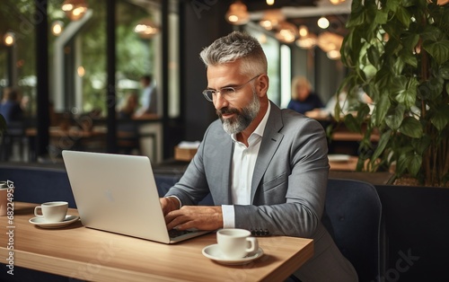 Middle Aged Man Executive Focus with Laptop