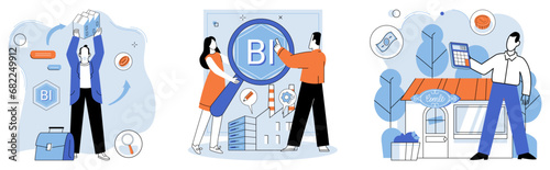 Shop owner. Vector illustration. The shop owner diligently managed their business finances to ensure profitability Ownership business grants individuals control over its direction and decision making