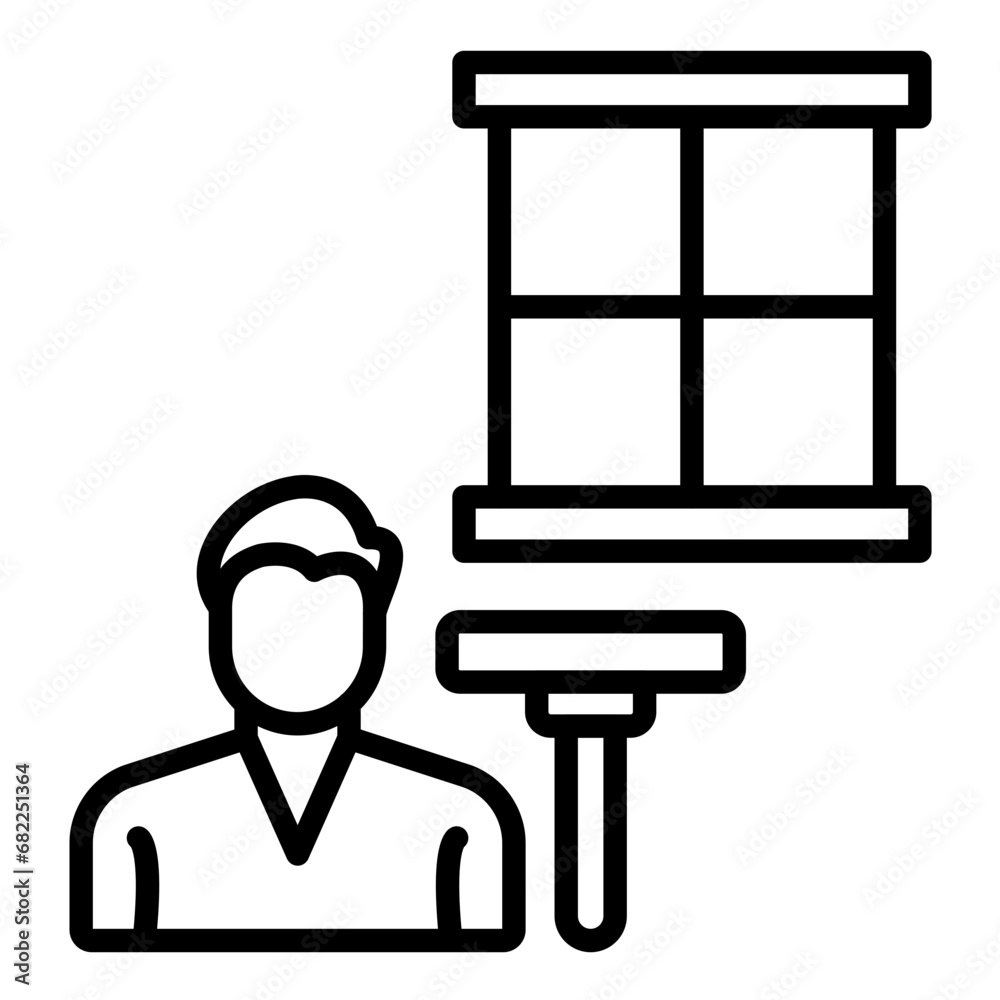 Fototapeta premium Man Cleaning Window Icon