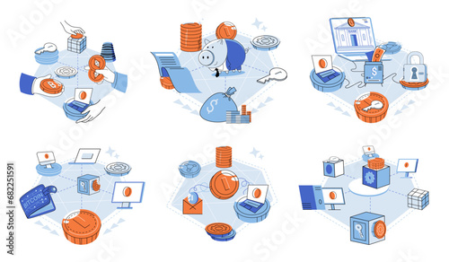 Crypto exchange vector illustration. The internet serves as global marketplace for crypto currencies, transcending geographical boundaries Digital wallets streamline financial transactions