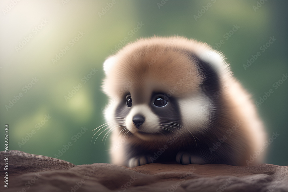 Obraz premium baby raccoon Generative AI