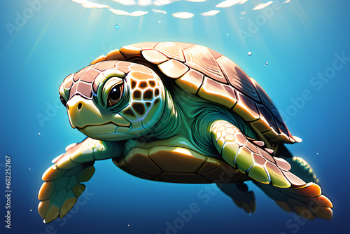 turtle swimming in water Generative AI