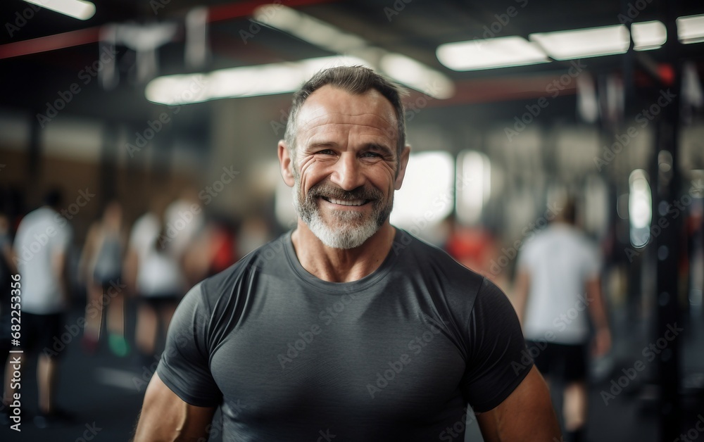 Middle-Aged Man Fitness Enthusiast in Workout Attire