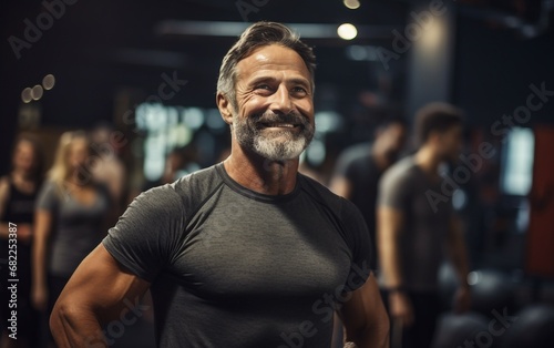 Middle-Aged Man Engaged in Fitness Gathering