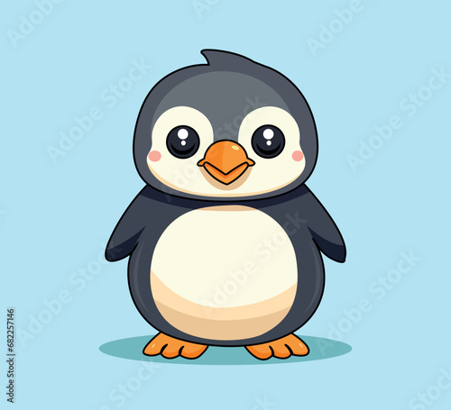 cute penguin cartoon mascot vector illustration manually created