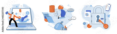 Digital currency vector illustration. The adoption digital currencies builds trust and enhances financial security Digital currency revolutionizes way we store and exchange value in digital age