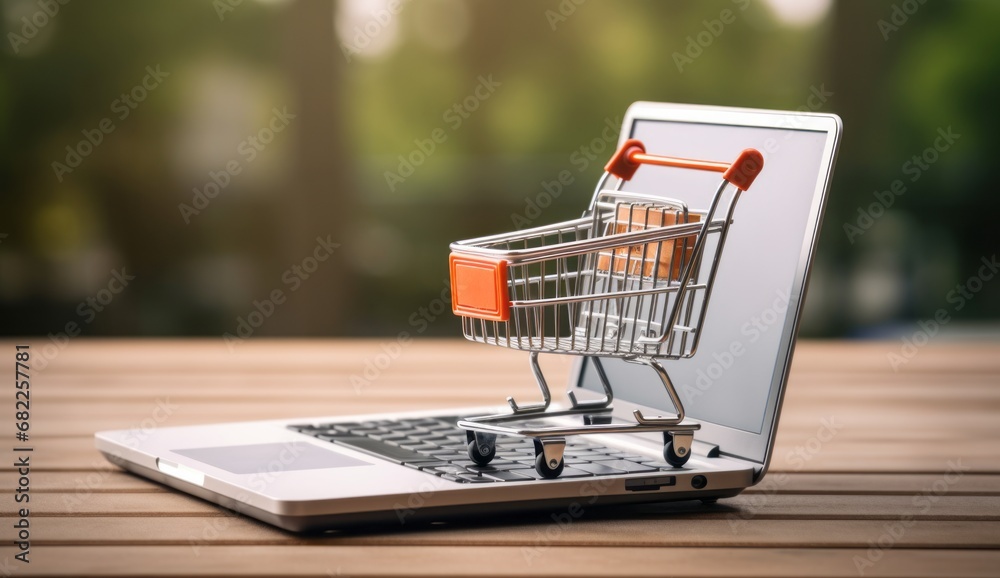 A Convenient Combination: Shopping Cart and Laptop Computer in Perfect Harmony