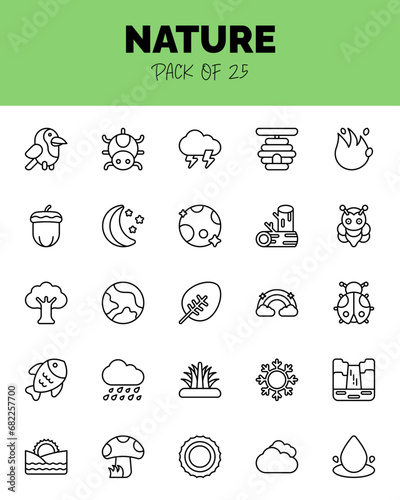 set of Nature Lineal icons for logo   web. Vector illustration