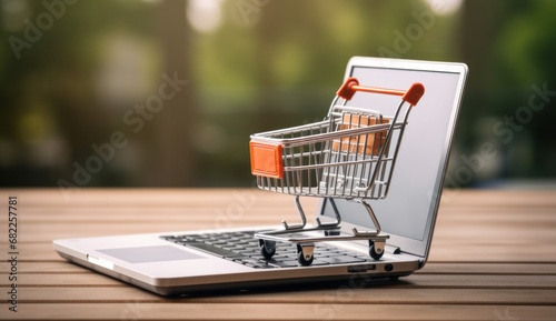 A Convenient Combination: Shopping Cart and Laptop Computer in Perfect Harmony