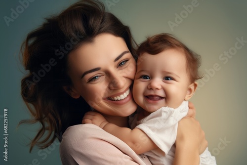 Family, motherhood, parenting. Mother and her baby child hugging and smiling