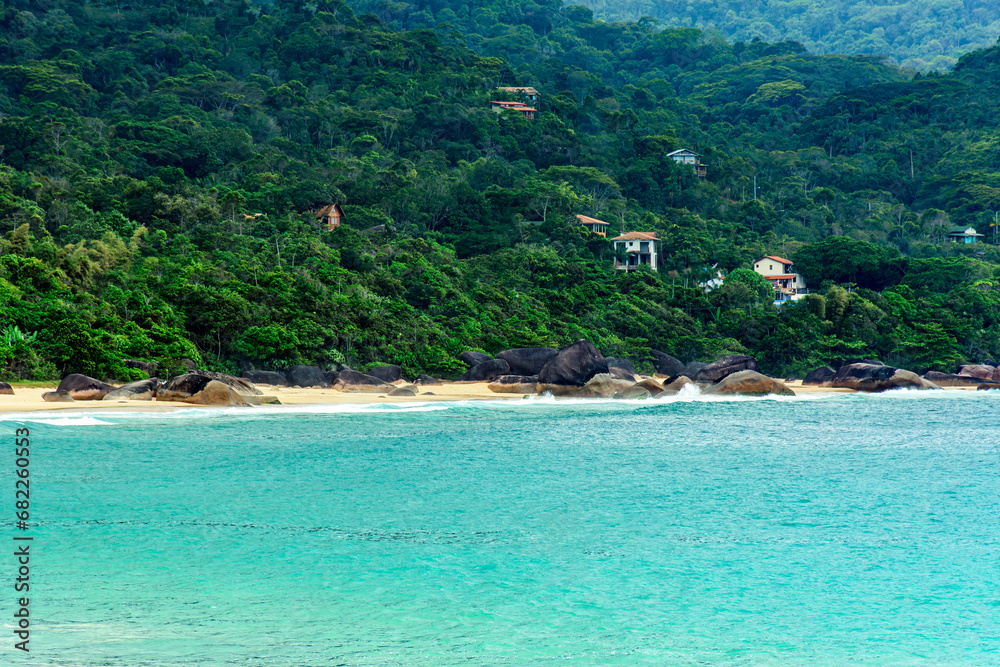 Beach surrounded by forest in Trindade, municipality of Paraty in Rio de Janeiro