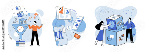 Team building vector illustration. Employment opportunities within organization attracted talented professionals Strategic planning sessions facilitated effective communication and decision