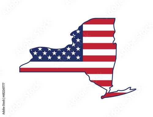 New York state shape with USA flag photo