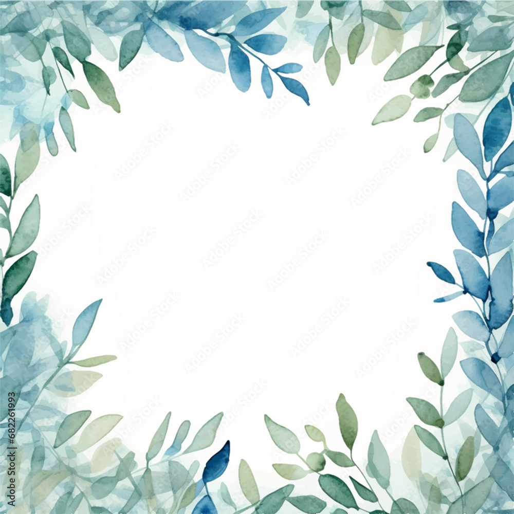 watercolor frame with leaves