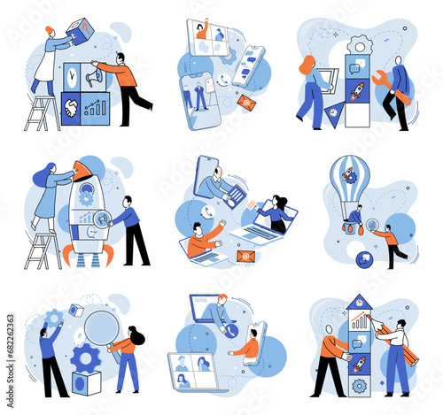 Team building vector illustration. Effective marketing ideas were born out collaborative brainstorming sessions Partnership with key stakeholders strengthened organizations position A well executed