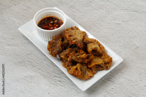 Chicharon Bulaklak or deep fried pork ruffle fat photo