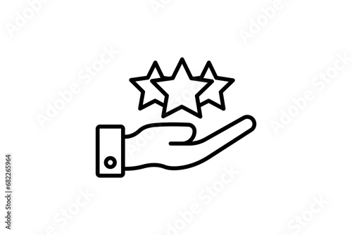 loyalty icon. hand and star. line icon style. simple vector design editable