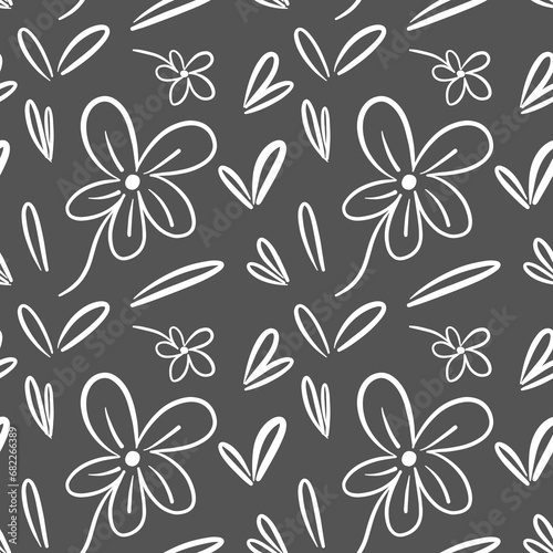 Seamless floral pattern flower shape doodle plant abstract background