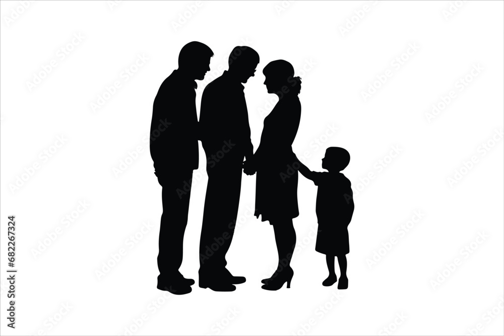 Silhouette of a parent and child, Silhouette of a family, Silhouettes of people in poses, silhouette of a couple