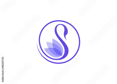 Abstract creative swan logo for beauty/beauty spa, spa brand, Beauty spa icon illustration with swan and lotus flower