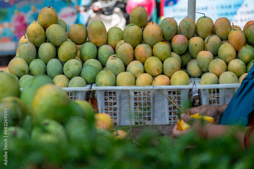 Mango fruit sold by traders in the city of Cirebon, Indonesia