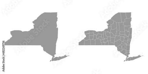 New York state gray maps. Vector illustration.