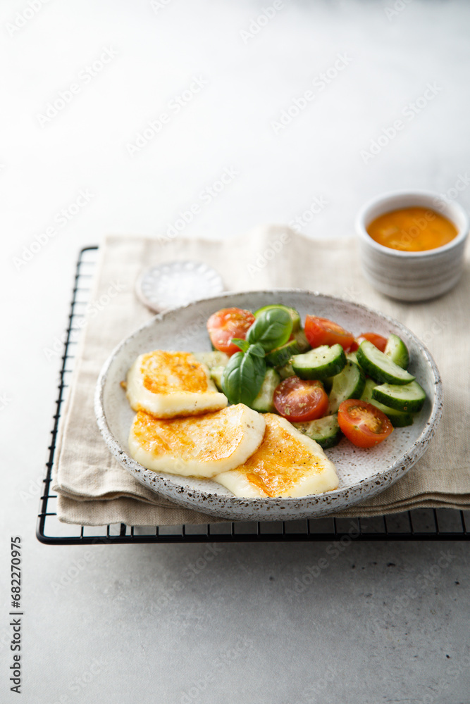 Roasted halloumi cheese with vegetables Roasted halloumi cheese with vegetables