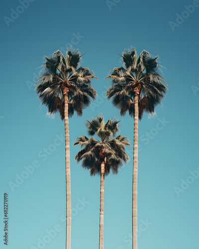 View from an ant's perspective o palm trees.Summer holiday minimal concept