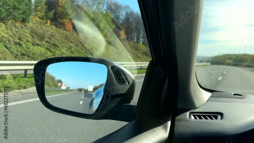 Wallpaper Mural car rear mirror reflection of the highway Torontodigital.ca