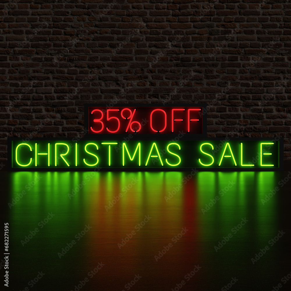 35 Percent Off Christmas Sale With Brick Background 35 Percent Off Christmas Sale With Brick Background