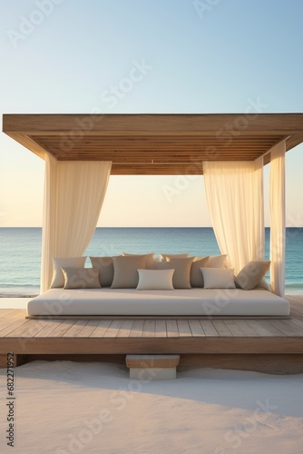 A beach-front cabana designed with minimalist aesthetics AI generated illustration