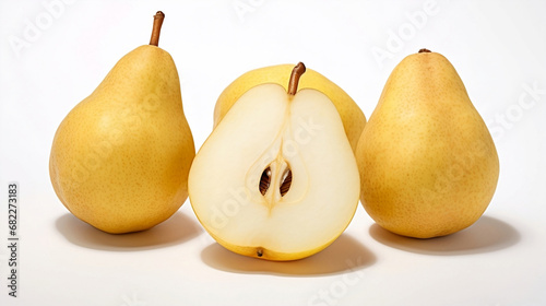 Pears on a white background, Generative AI
