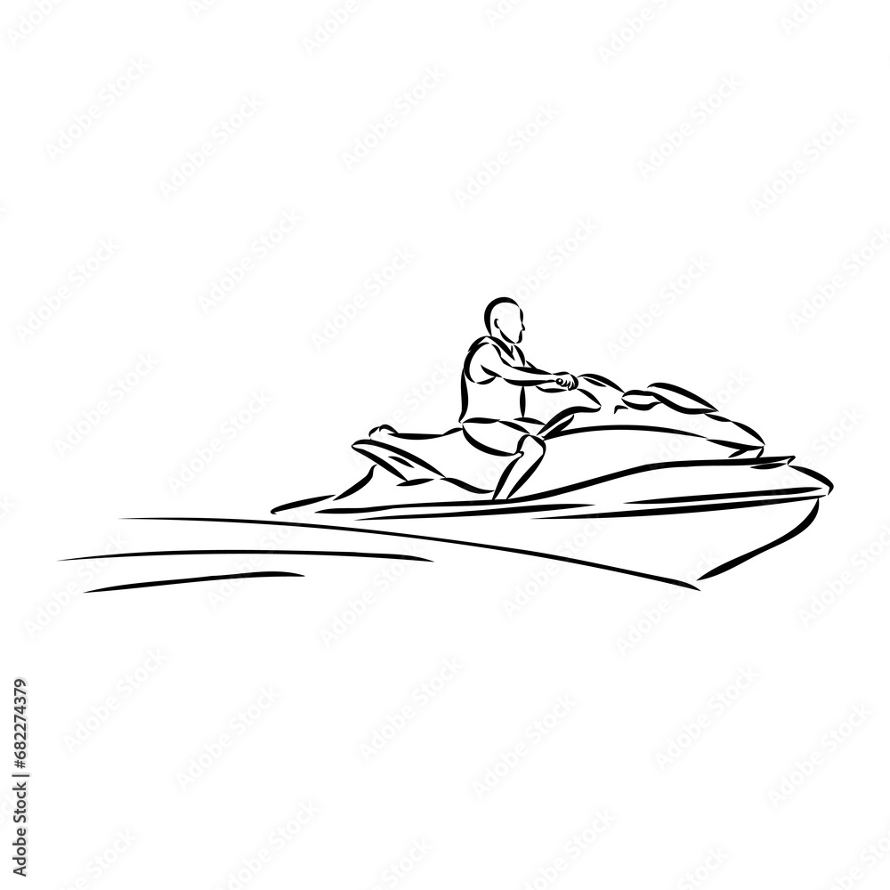 Hand sketch rider on a jet ski aquabike vector Hand sketch rider on a jet ski aquabike vector