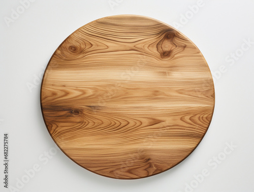 the wooden board is shown upside down on a white background, in the style of tondo, aerial photography, photorealistic rendering created with Generative Ai photo