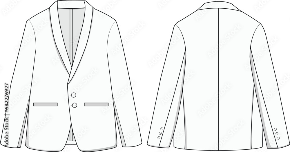  blazer Vector  line art outline breasted blazer collection  for size charts blazer  illustration mockup design - obrazy, fototapety, plakaty 